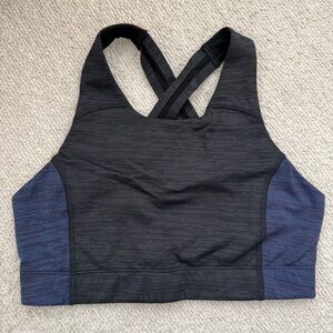 Outdoor Voices Color-blocked Black and Blue Sports Bra, Size S
